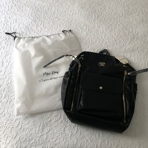 Miss Fong Black Leather Diaper Bag